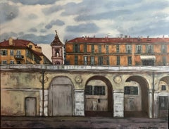 "Mattina della vecchia Nizza" Paesaggio impressionistico originale. Pittura a olio. Città