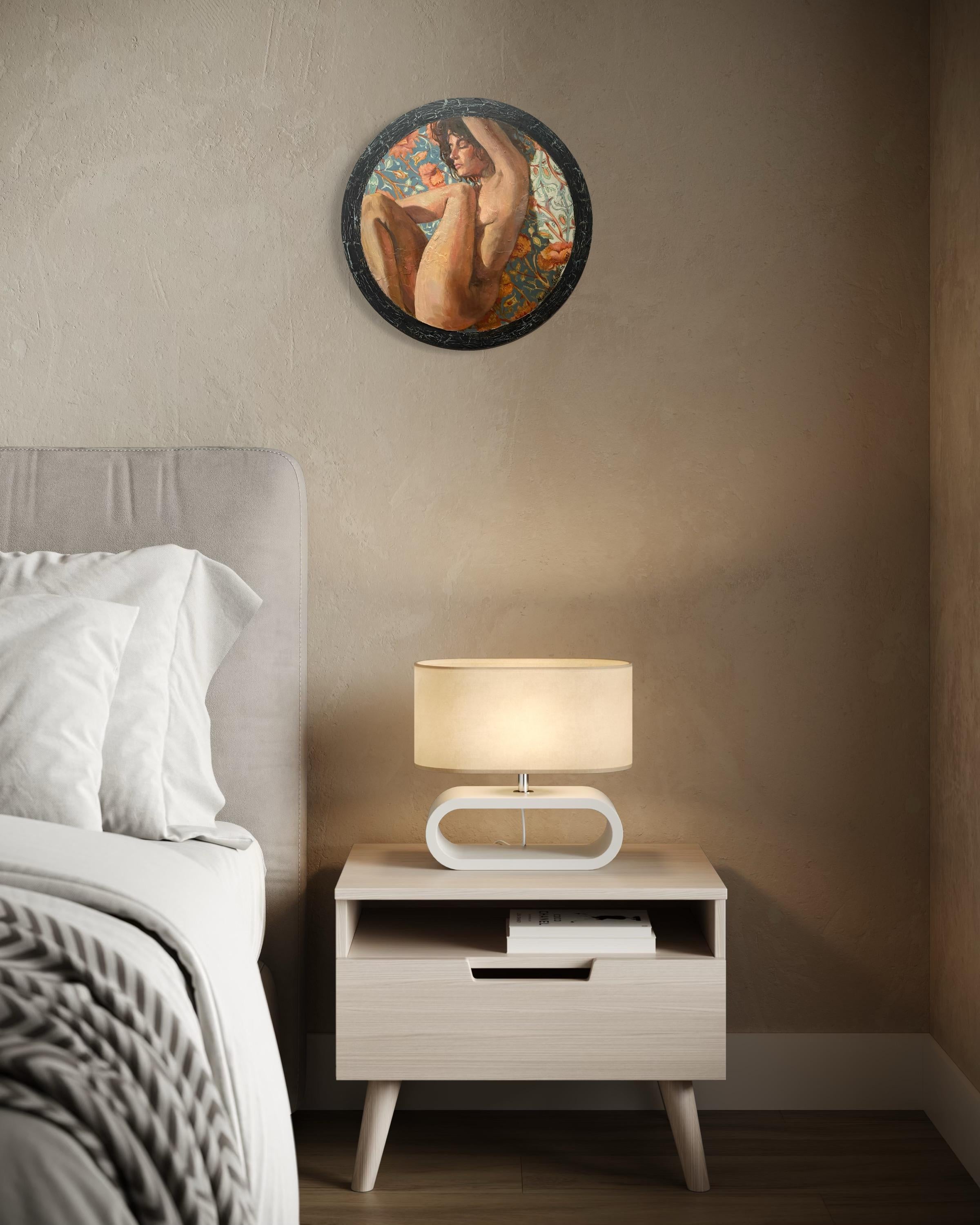 “Morris’s lover 11 “ Original nude painting. Circular small canvas. For Sale 9