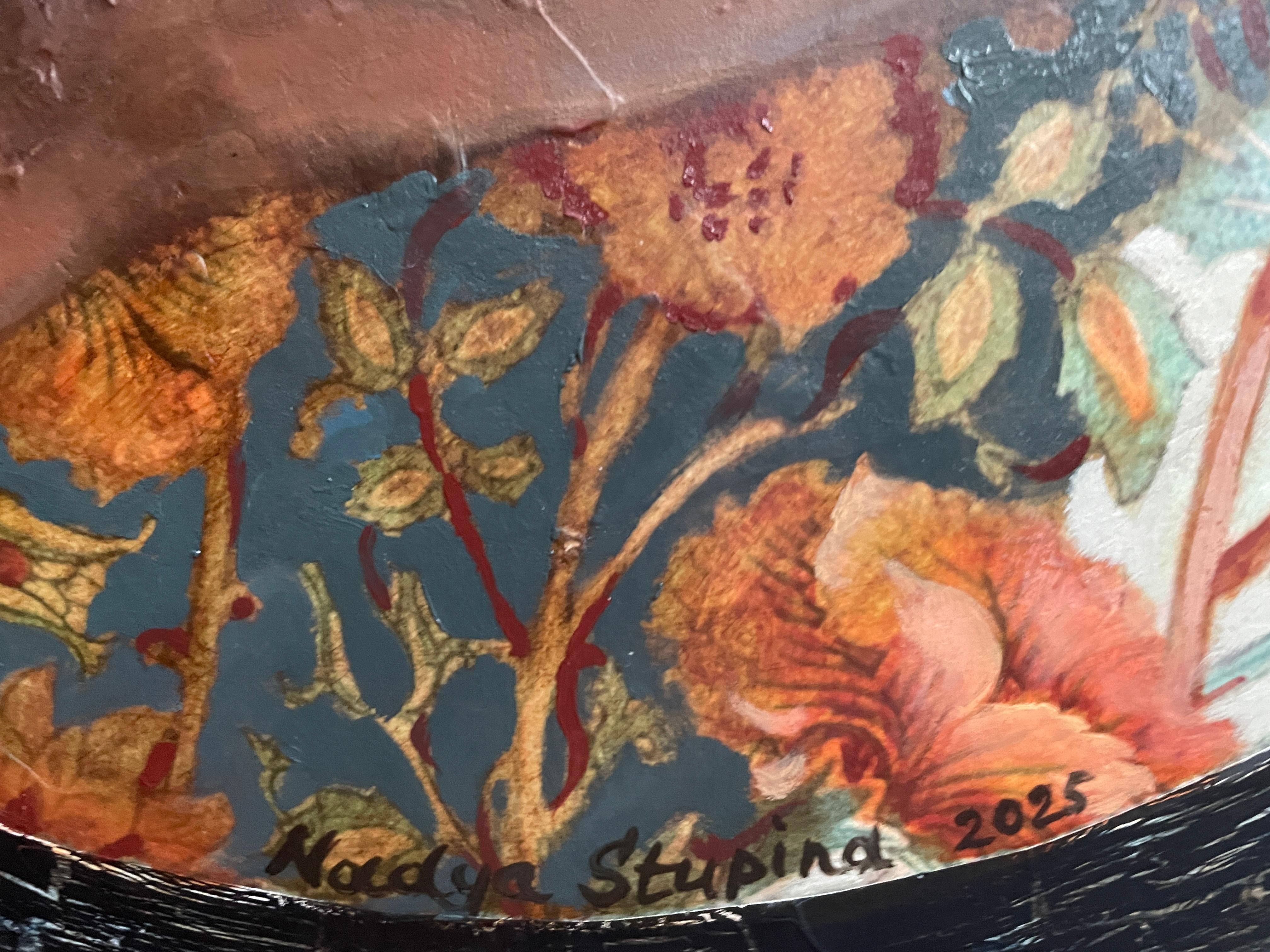 “Morris’s lover 11 “ Original nude painting. Circular small canvas. - Painting by Nadezda Stupina