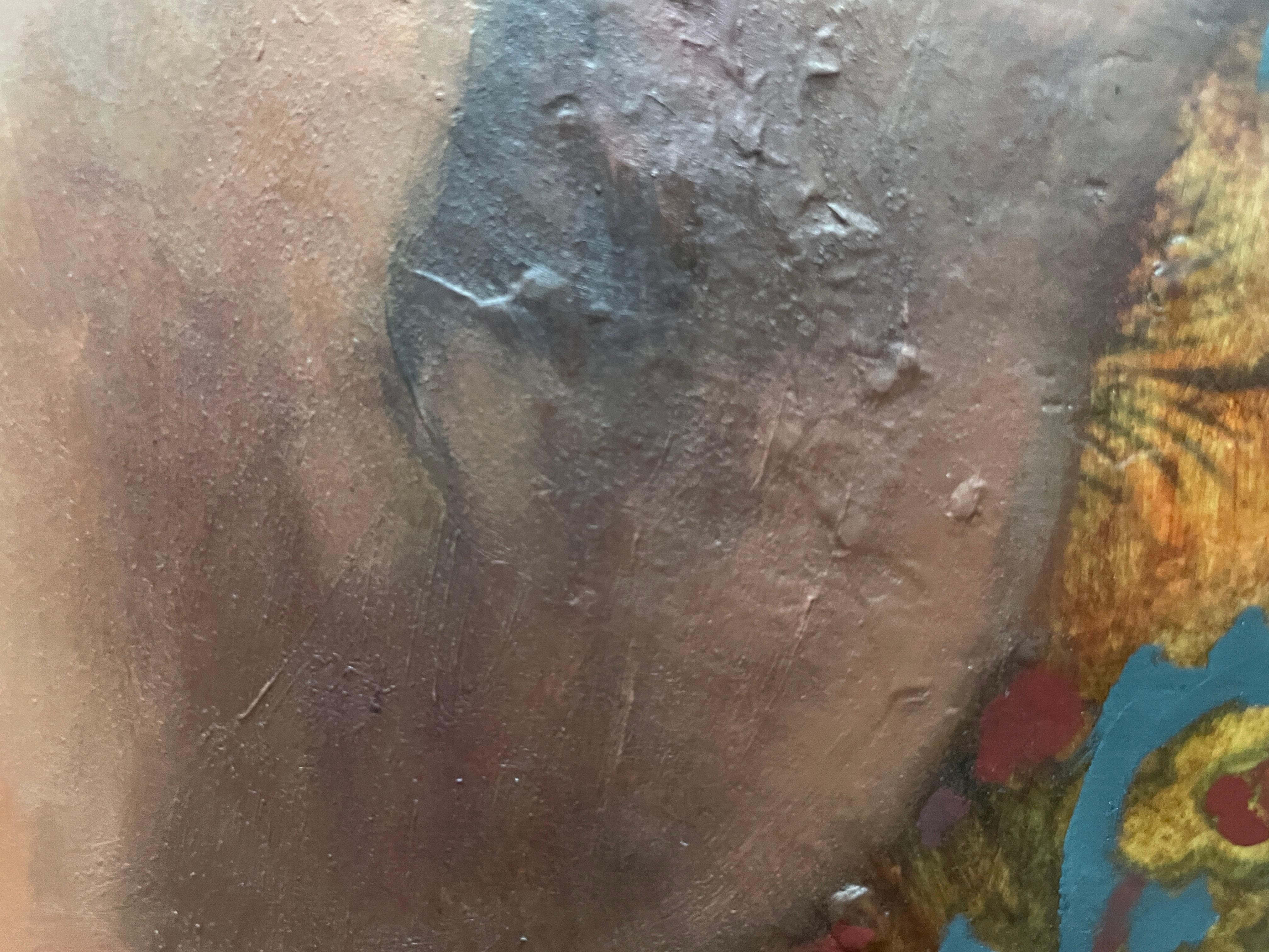 “Morris’s lover 11 “ Original nude painting. Circular small canvas. For Sale 1