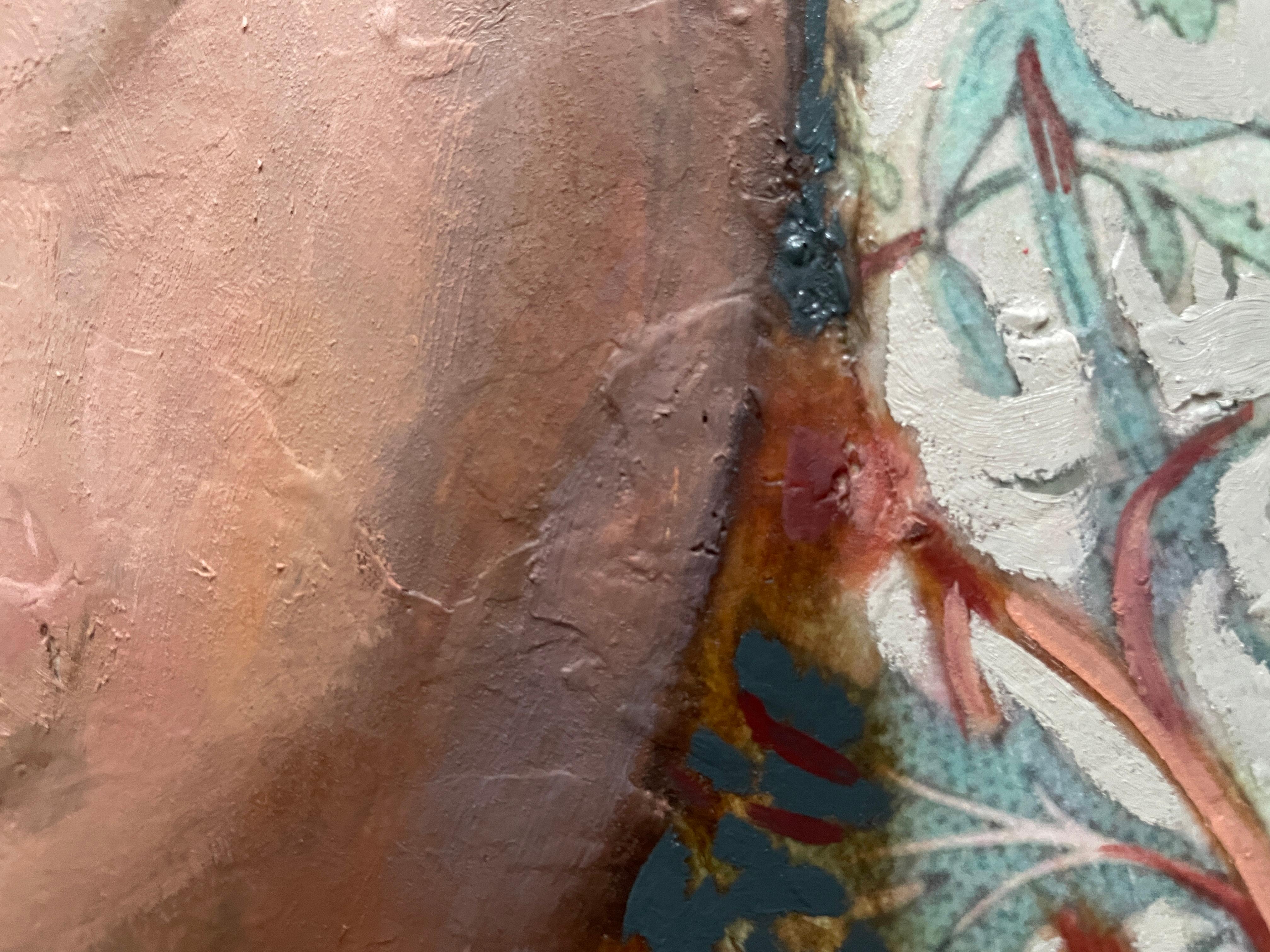 “Morris’s lover 11 “ Original nude painting. Circular small canvas. For Sale 2