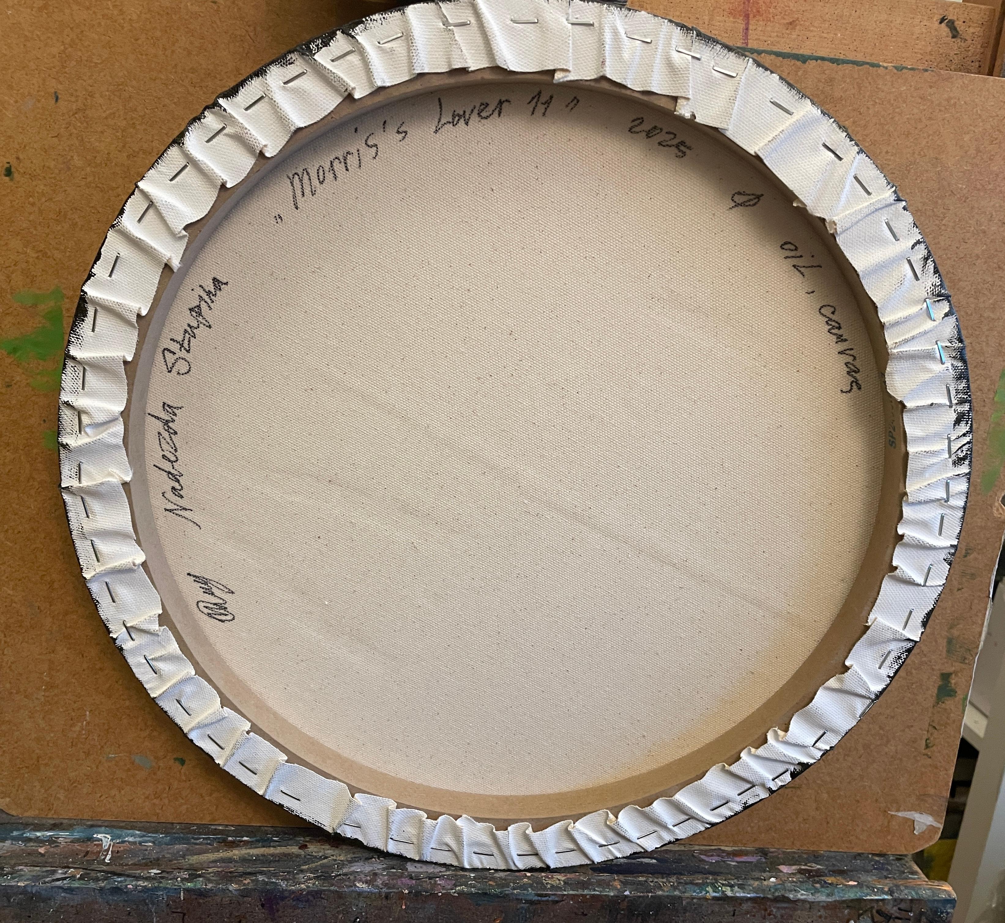 “Morris’s lover 11 “ Original nude painting. Circular small canvas. For Sale 3