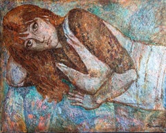 "Nastya" Retrato original contemporáneo. Pintura al óleo/acrílico de gran tamaño