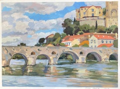 Pont Vieux. Beziers. Original landscape painting . Old town. Medium size.