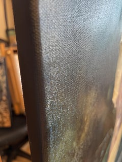 «Portrait of Norwegian girl» Original oil painting . Vertical . Green .