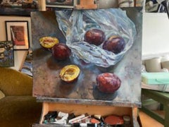 "Season of plums" . Realism. Oil on canvas . Still life . Horizontal