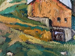"Short  norwegian summer"  Original  square impressionistic landscape.  impasto