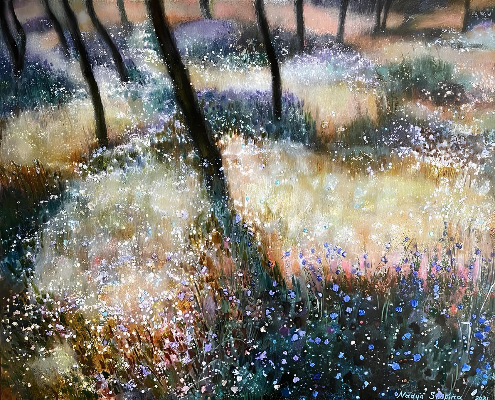 "Soft glades" Original landscape painting. Acrylic on canvas. Wall decor