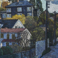 "Atardecer primaveral en Malmøya" Original cuadrado paisaje grande . Pintura al óleo