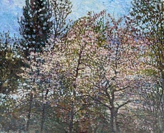 "Spring twilight at the Oslo fjord" Horizontal impressionistic oil painting