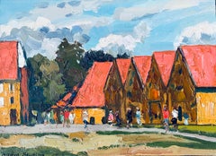 Stavern. Original landscape painting. Small size . Impasto. Oil on canvas