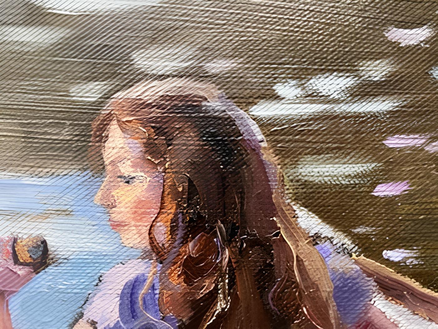 In this oil painting, I captured a serene moment of a young girl adrift in her thoughts, gracefully guiding her boat across the gentle waters. The interplay of light on the ripples creates a dance of warmth and tranquility. Each brushstroke conveys