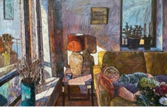 "Sun at home" Large figurative painting. Horizontal for interior