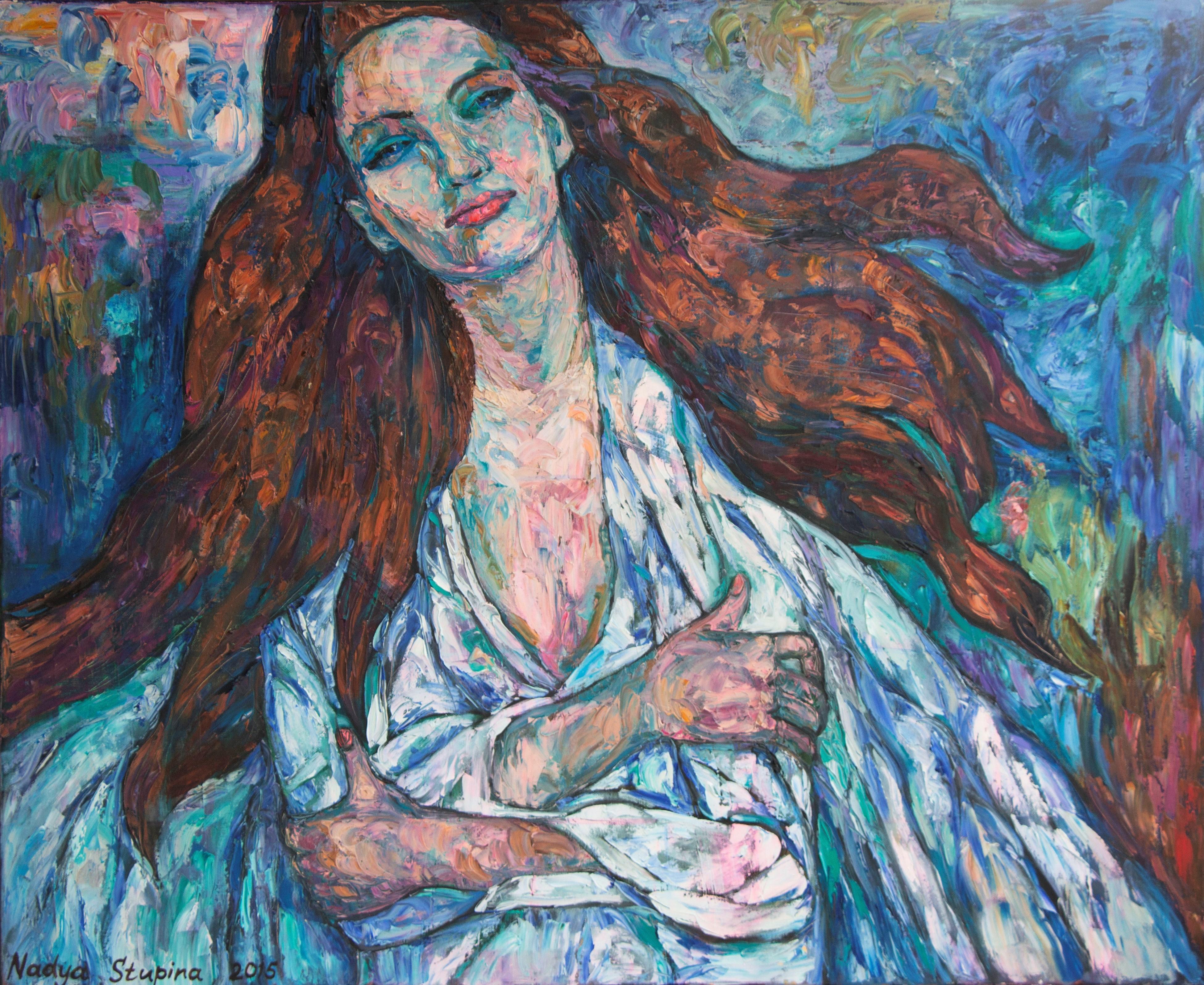 Nadezda Stupina Portrait Painting - The mood of the night