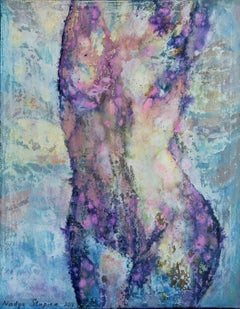 "Torso" Pittura acrilica figurativa verticale originale. Corpo semi-astratto