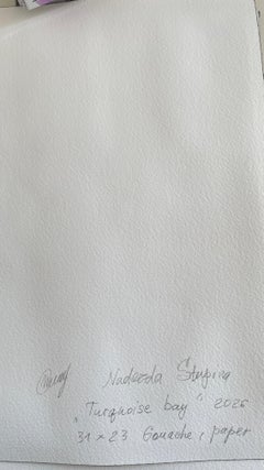 Turquoise bay . Original landscape painting. Small size. Gift.