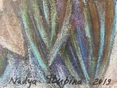 «Victoria’s garden» Original floral painting on paper. Large horizontal.