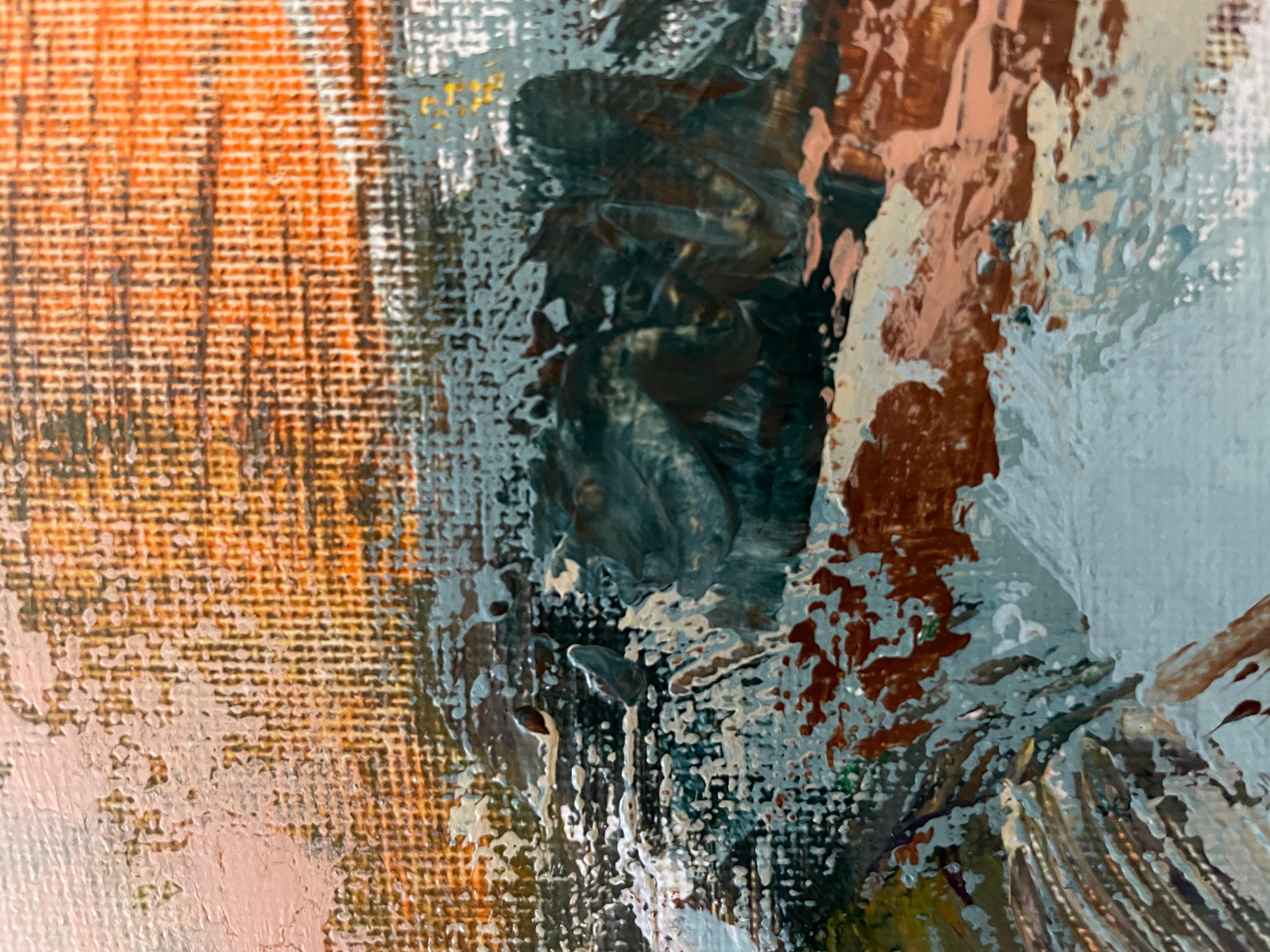 “Waiting for a miracle “ Original abstract painting. Large horizontal - Abstract Painting by Nadezda Stupina