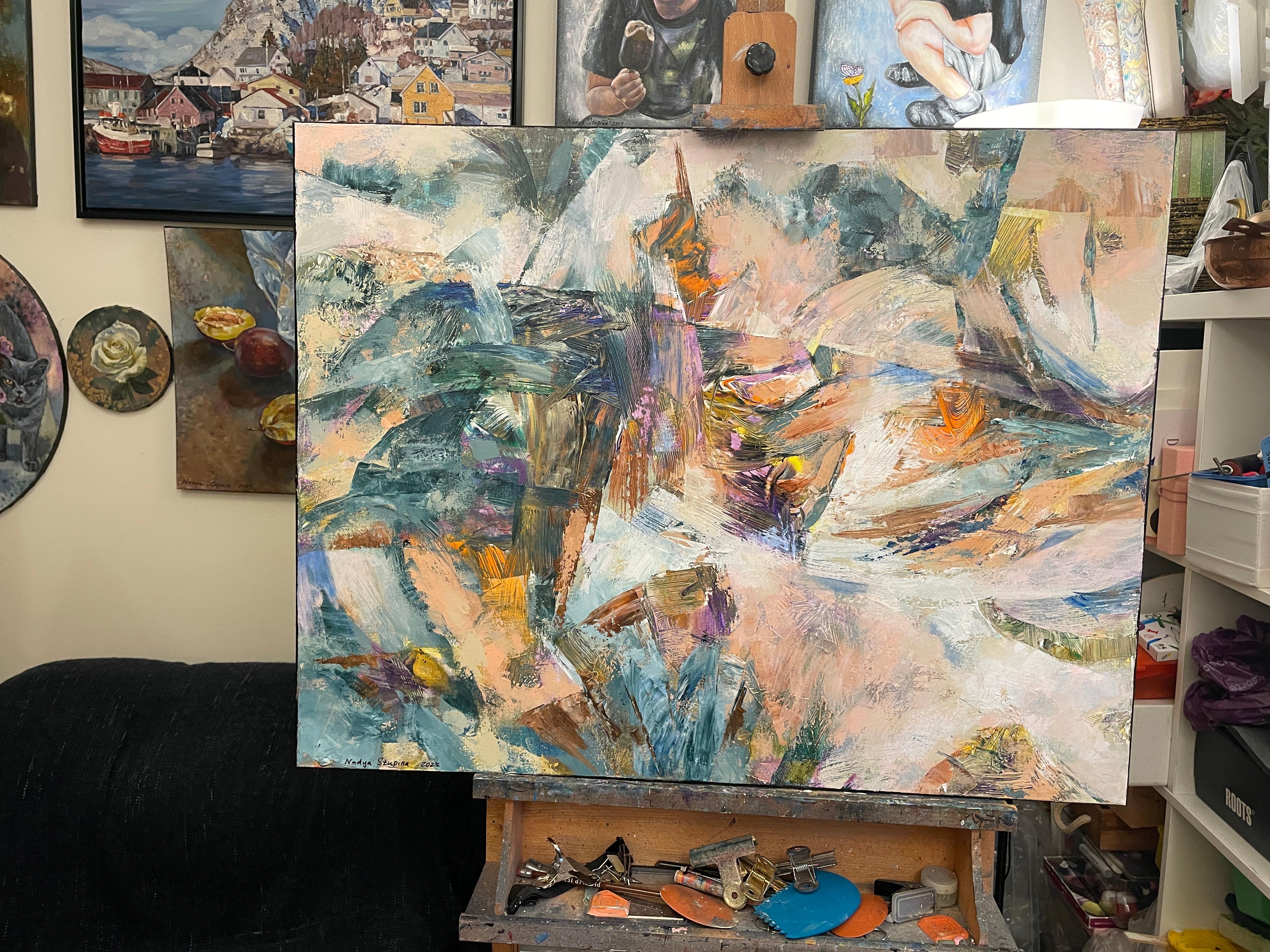 “Waiting for a miracle “ Original abstract painting. Large horizontal For Sale 3