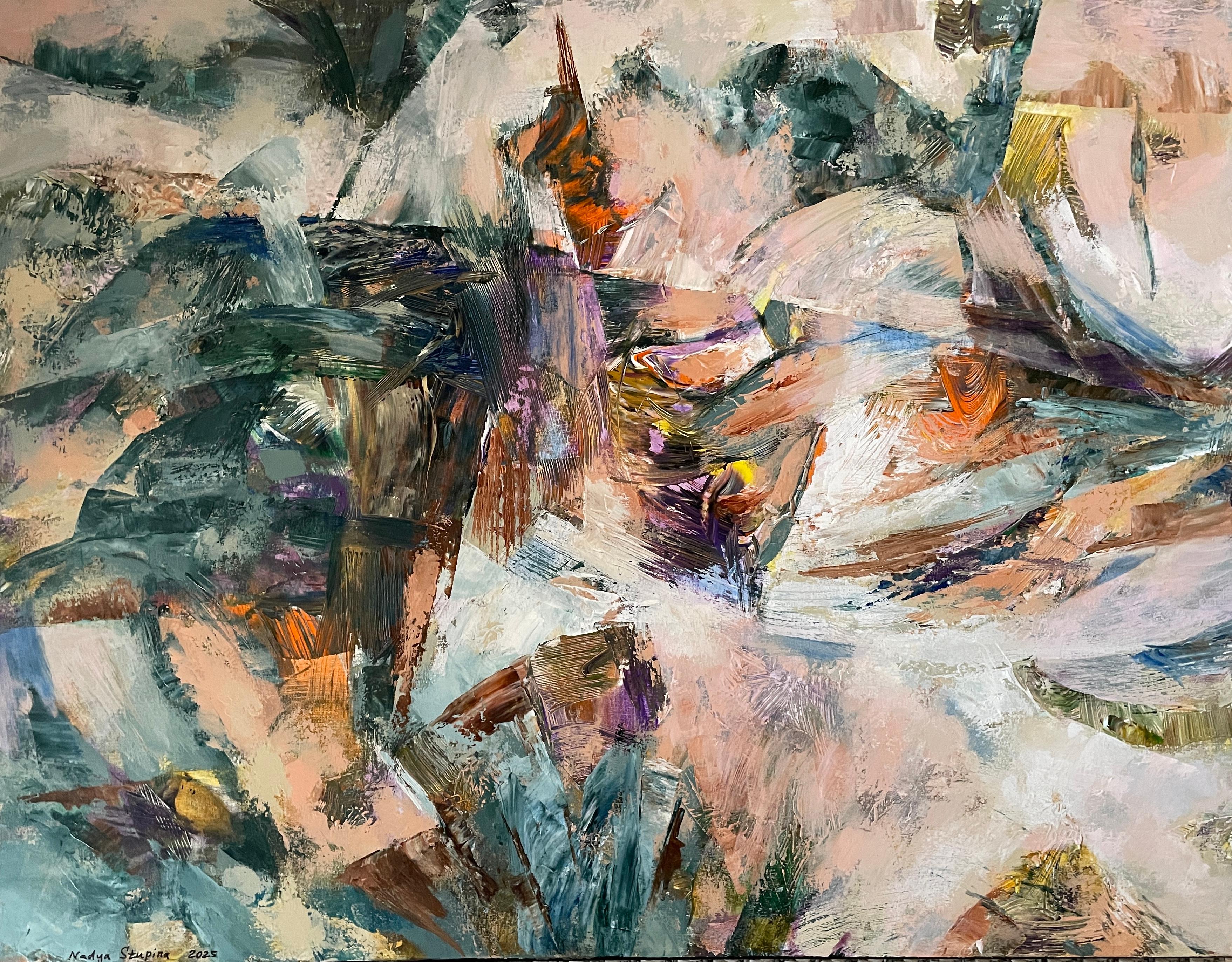 “Waiting for a miracle “ Original abstract painting. Large horizontal