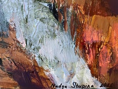 «Winter improvisation» Original semi-abstract landscape. Large horizontal.