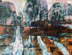 «Winter improvisation» Original semi-abstract landscape. Large horizontal.