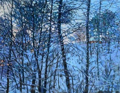 "Winter lace 2" Original impressionistic landscape. Large oil painting