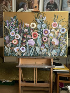 "Jardin magique. Midi d'or". Unique et original  Œuvres d'art avec bas-relief floral