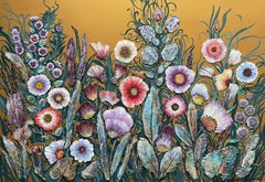 "Giardino magico. Mezzogiorno d'oro". Unico originale  opera d'arte con bassorilievo floreale