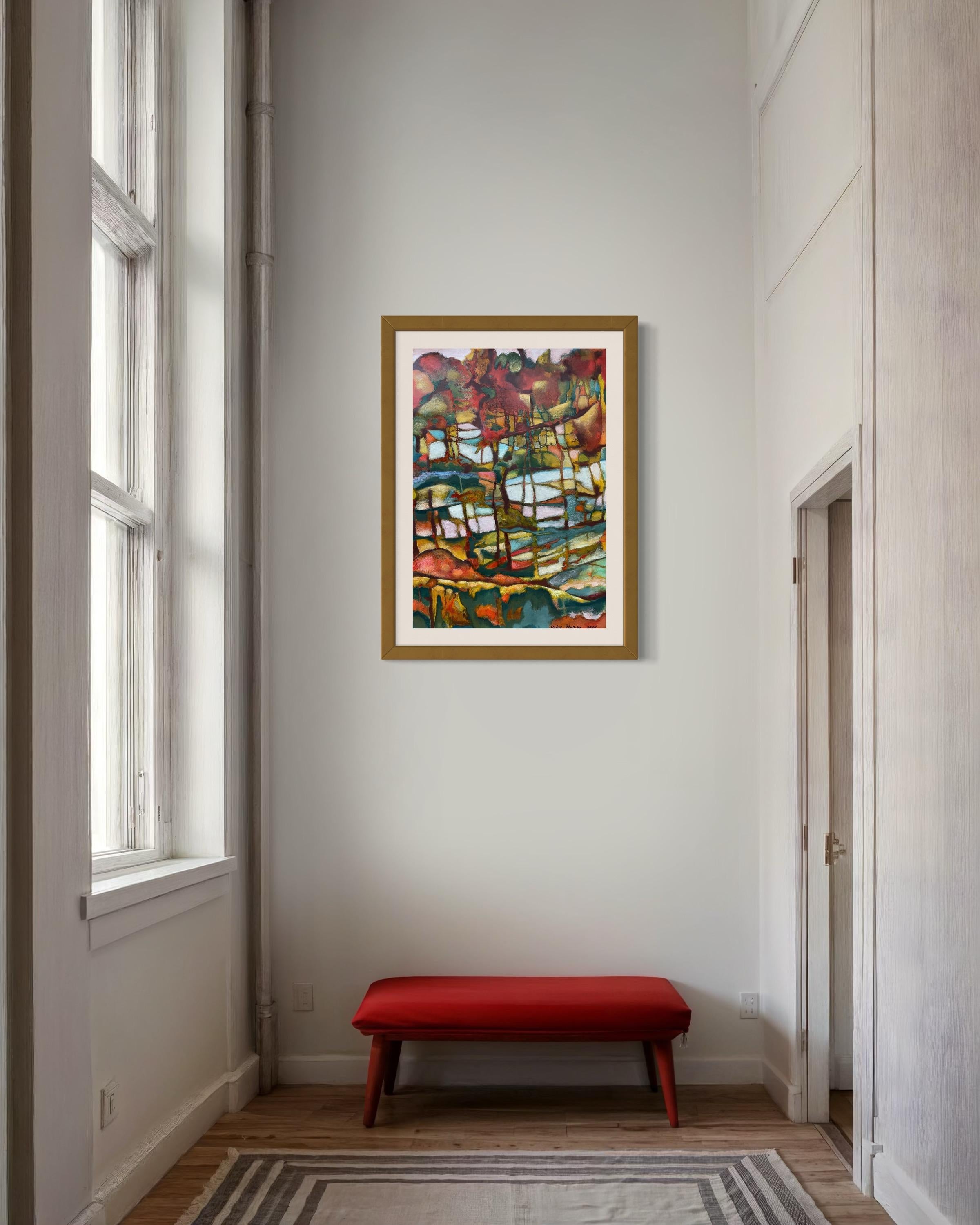 « Autumn trees» Original semi-abstract painting . Home decor For Sale 4
