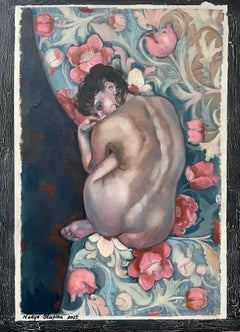 " L'amante di Morris" Pittura a olio verticale. Figura nuda . Realismo .