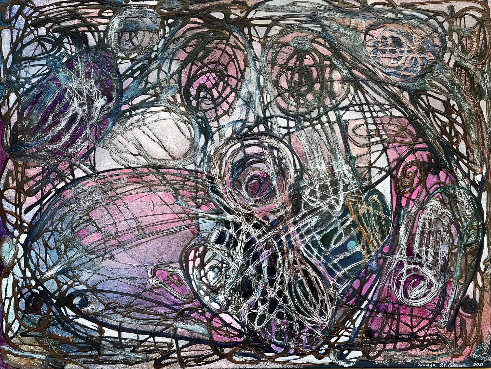 Nadezda Stupina Abstract Painting – Alles ist kompliziert