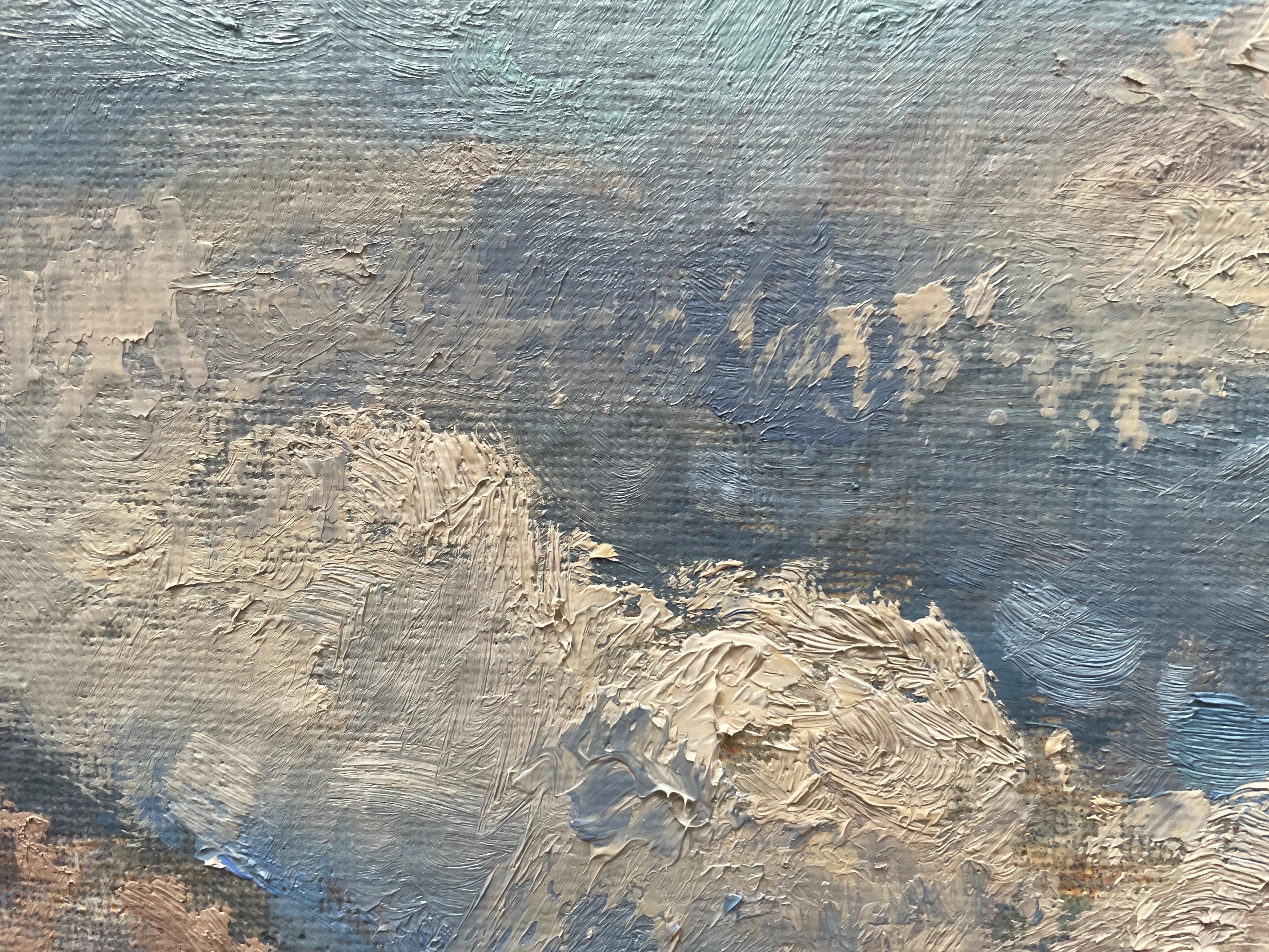 Original impressionistische Landschaft des Alpine-Tals. Gerahmt. Ölgemälde. im Angebot 7