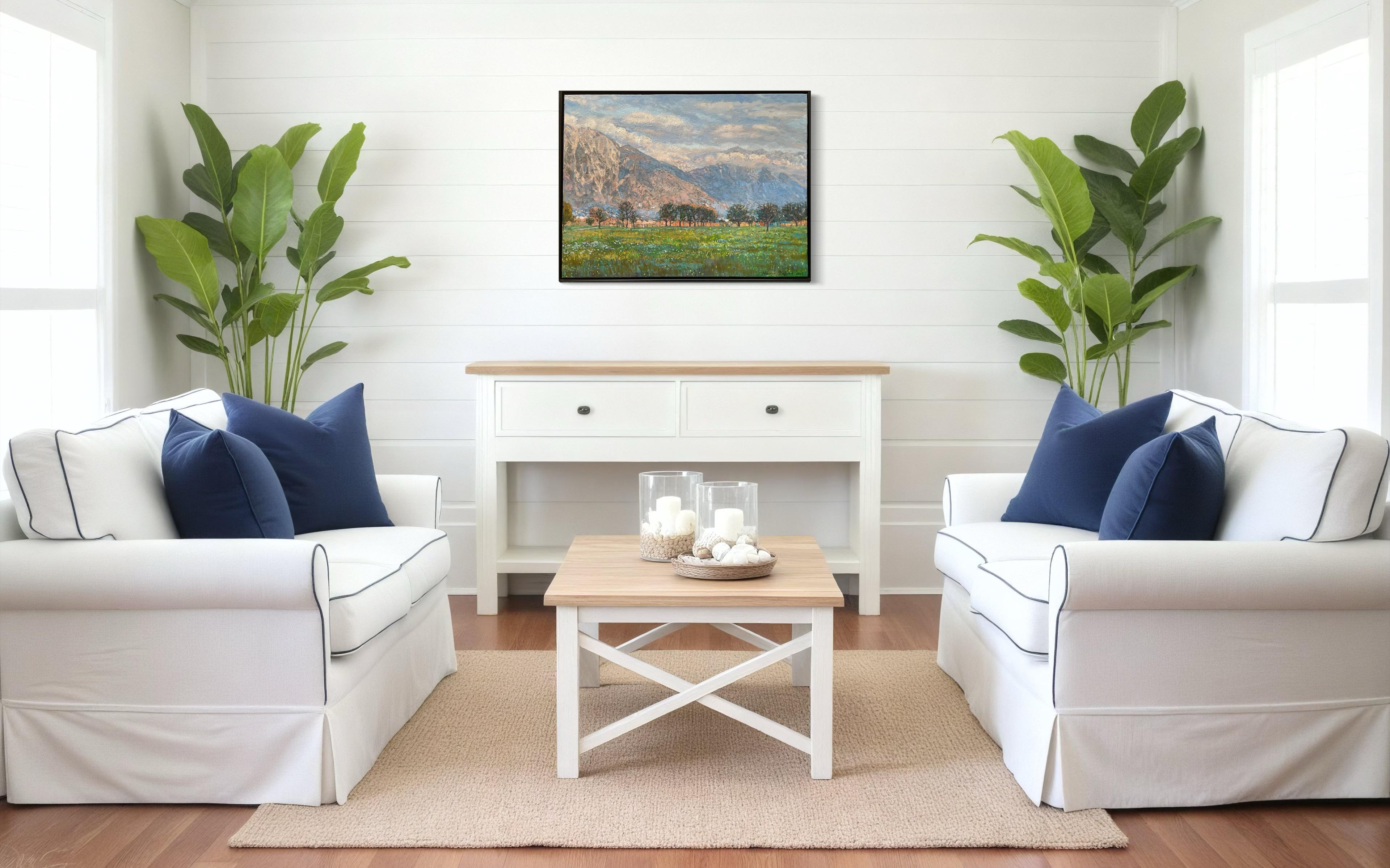 Original impressionistische Landschaft des Alpine-Tals. Gerahmt. Ölgemälde. im Angebot 10
