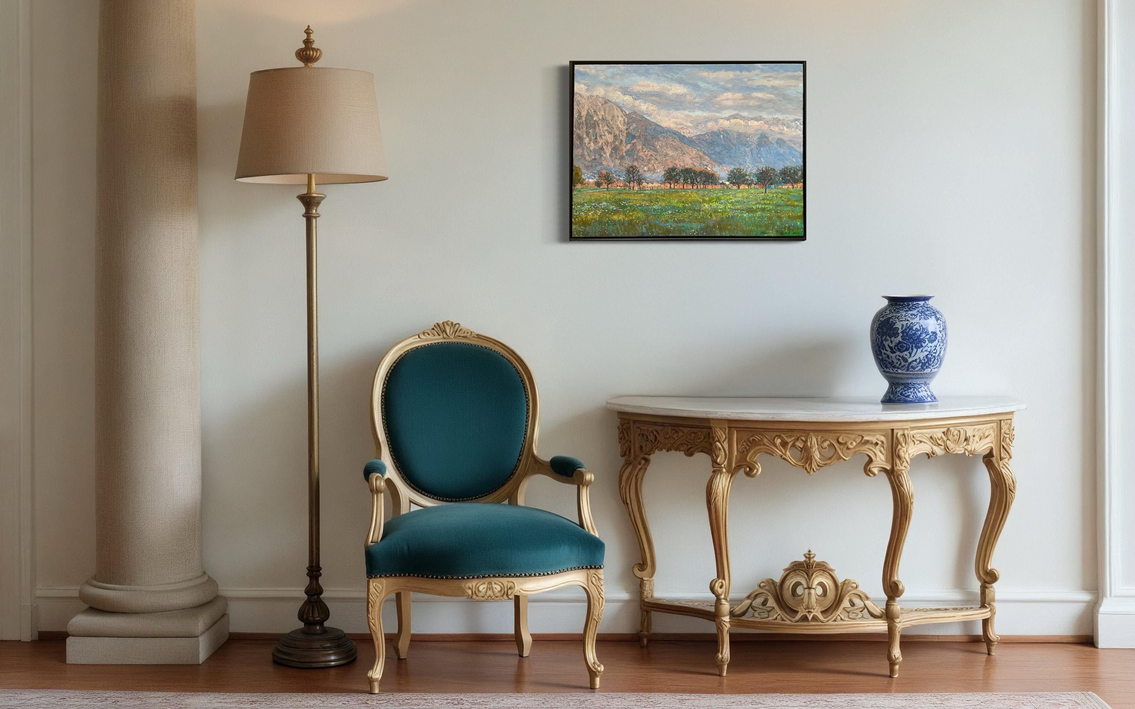 Original impressionistische Landschaft des Alpine-Tals. Gerahmt. Ölgemälde. im Angebot 11