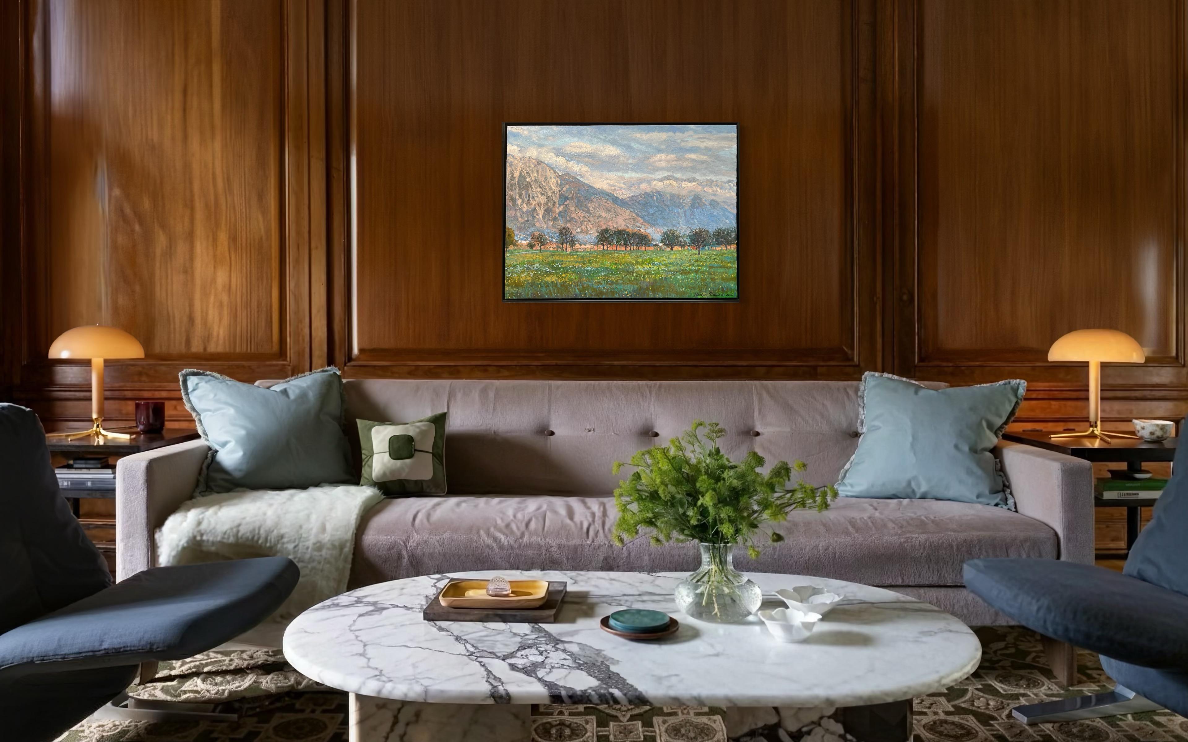 Original impressionistische Landschaft des Alpine-Tals. Gerahmt. Ölgemälde. im Angebot 15