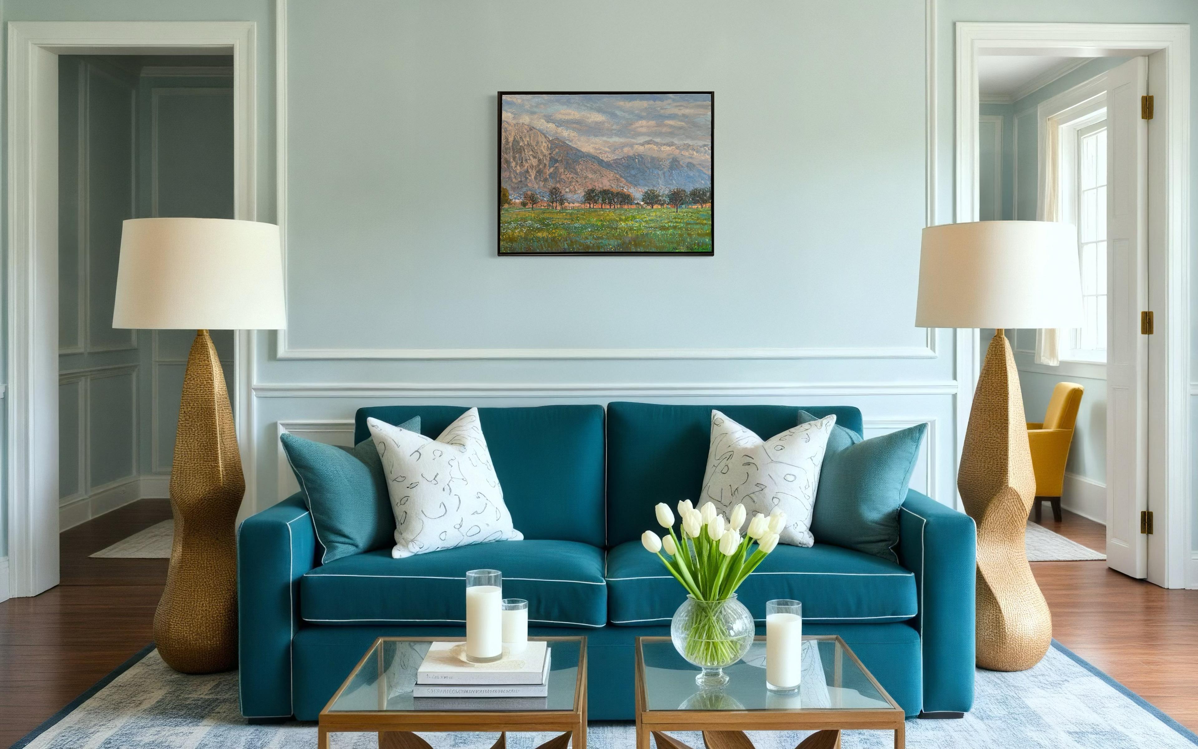 Original impressionistische Landschaft des Alpine-Tals. Gerahmt. Ölgemälde. im Angebot 4