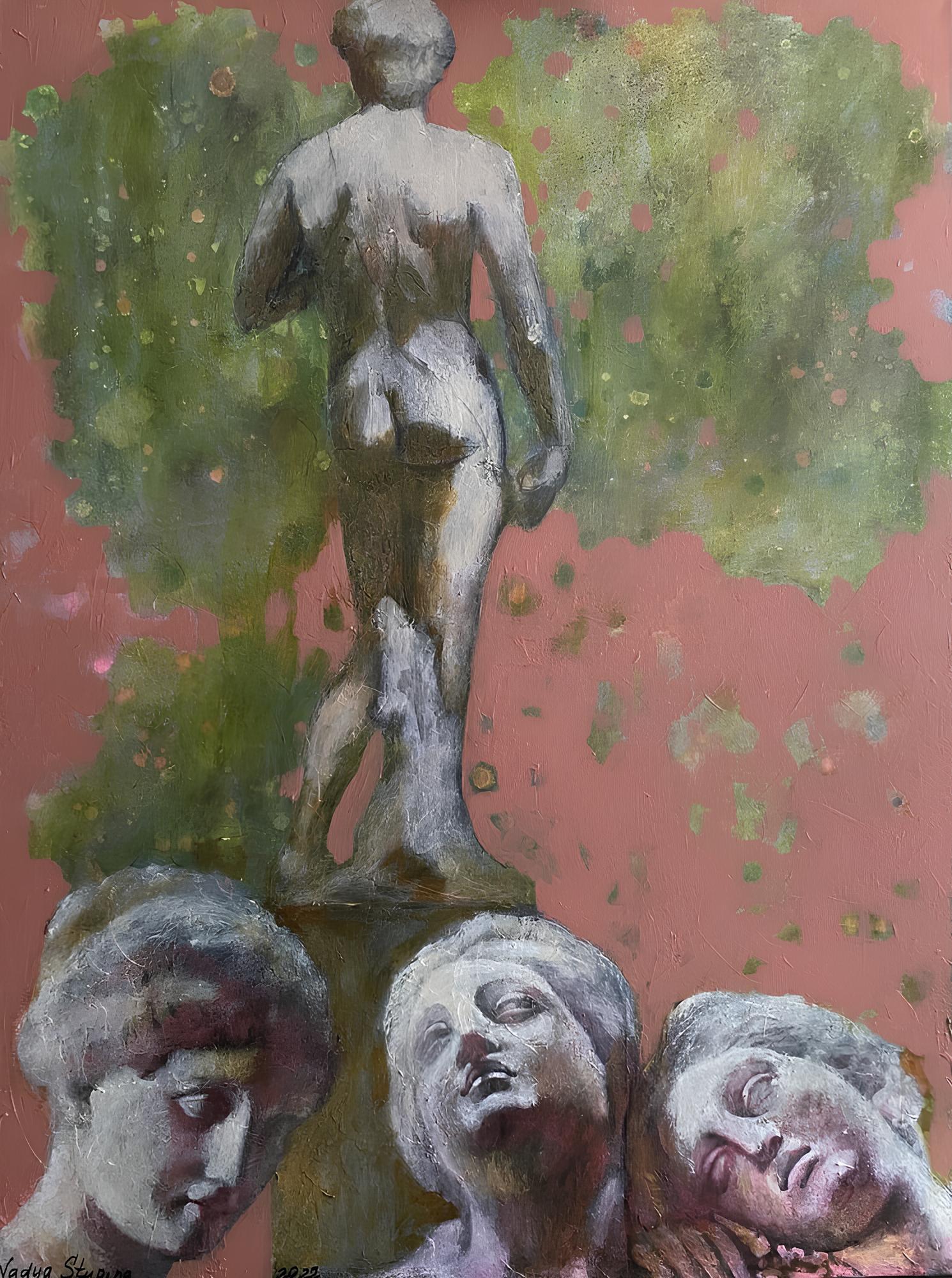 JUEGOS ANTIGUOS. Melodrama antiguo. Pintura conceptual original. Vertical.