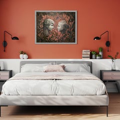 "GIOCHI ANTICHI. Una storia d'amore". Concettuale originale  pittura. Grande .Orizzontale