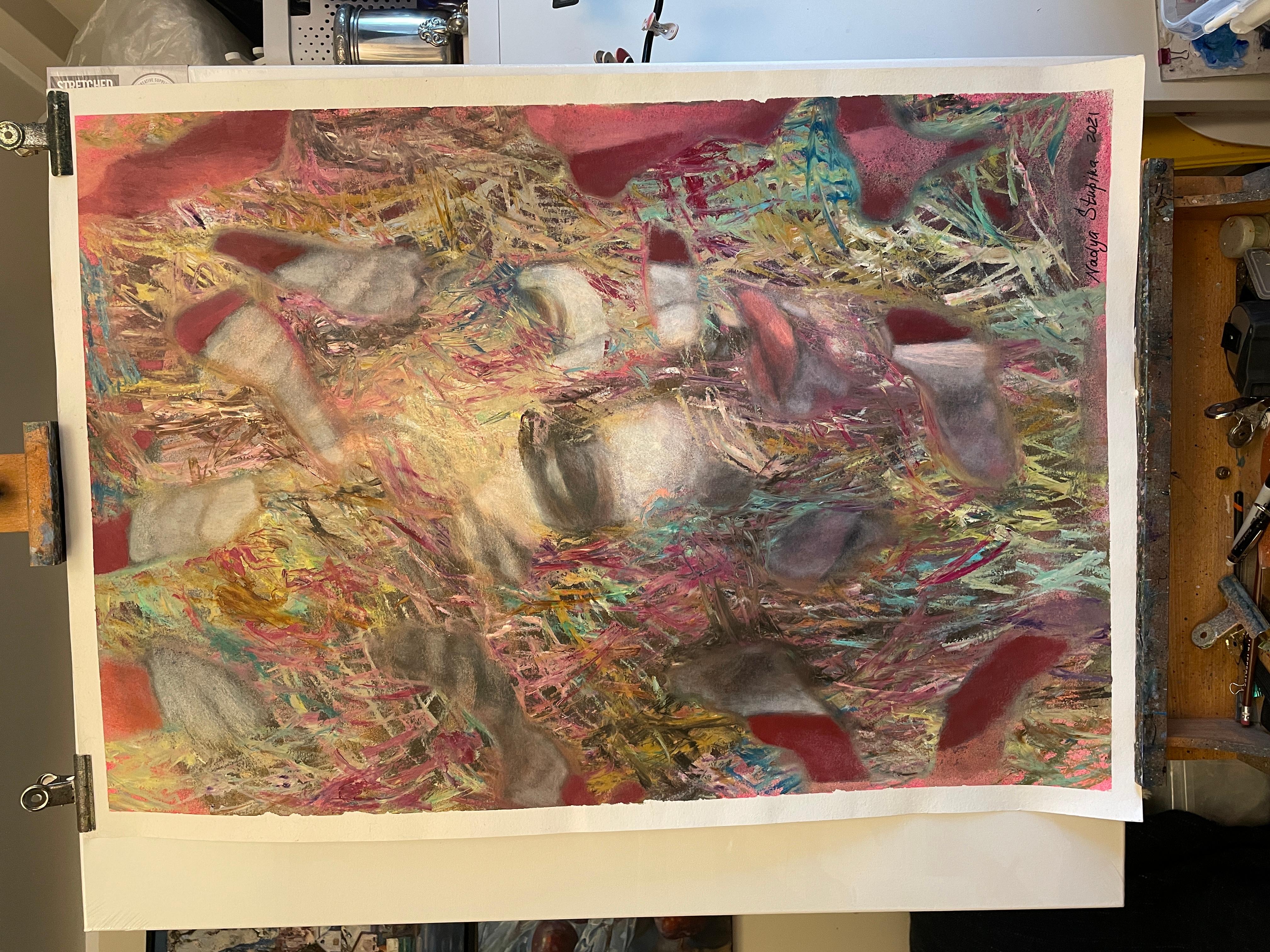 “Antique history 2” Original contemporary painting . Large , vertical. For Sale 3