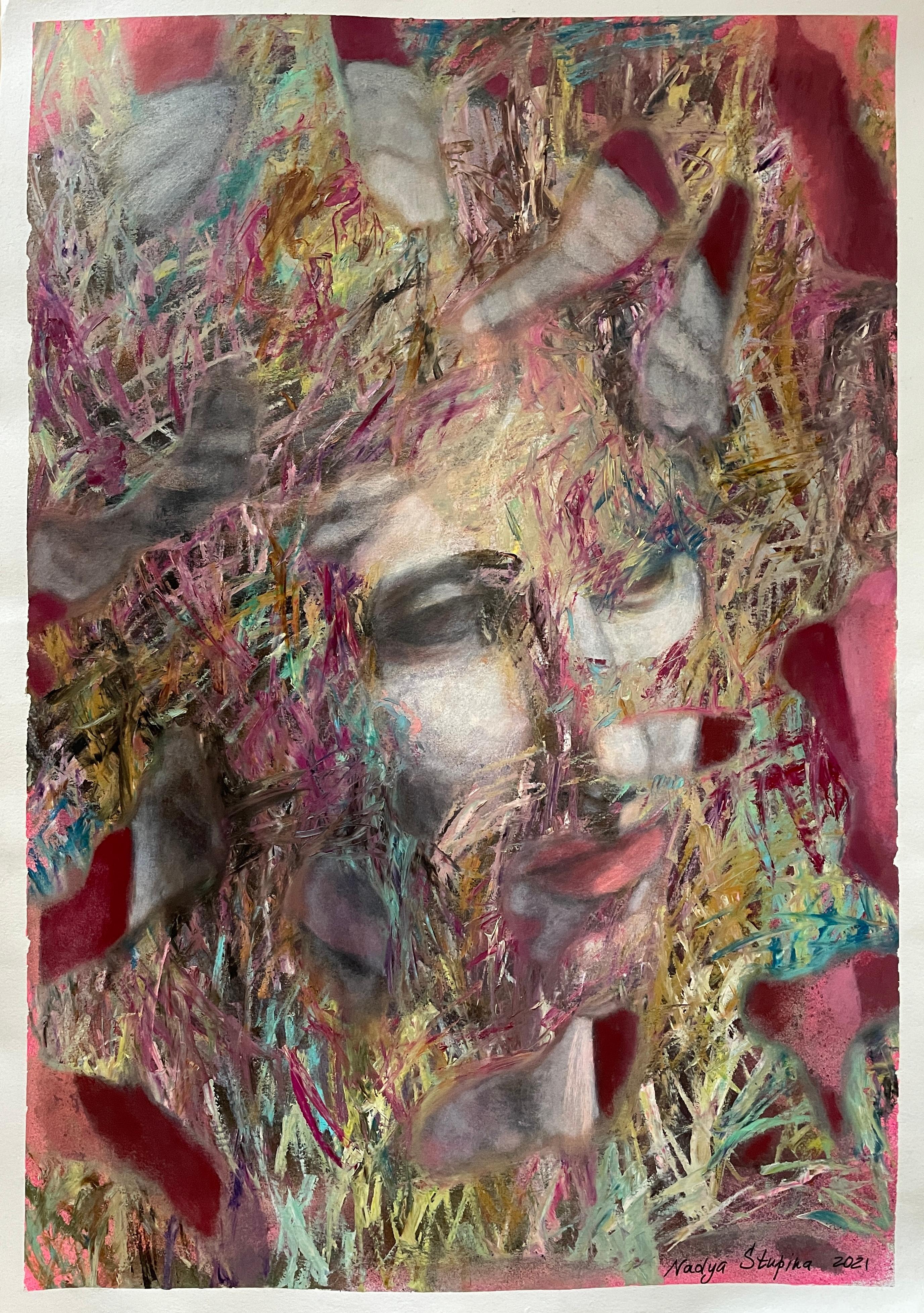 “Antique history 2” Original contemporary painting . Large , vertical.