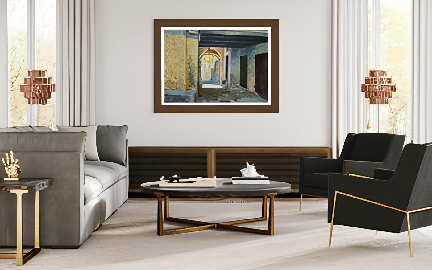 Dans cette pièce, j'ai exploré la danse entre l'ombre et la lumière, en créant un voyage intime à travers un passage architectural chargé d'histoire et de mystère. Utilisant l'huile sur papier, mes coups de pinceau marient la vitalité de