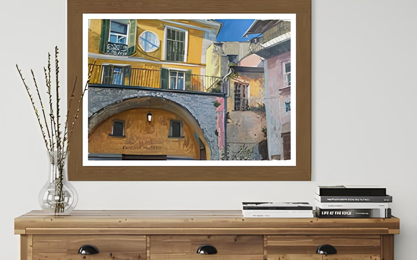 „Architecturales Motiv 2“ Original architektonische Landschaft. Großes Format (Post-Impressionismus), Painting, von Nadezda Stupina