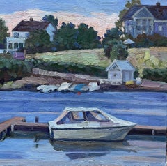 "Au coucher du soleil" Paysage impressionniste original. Air pur. Petite peinture à l'huile