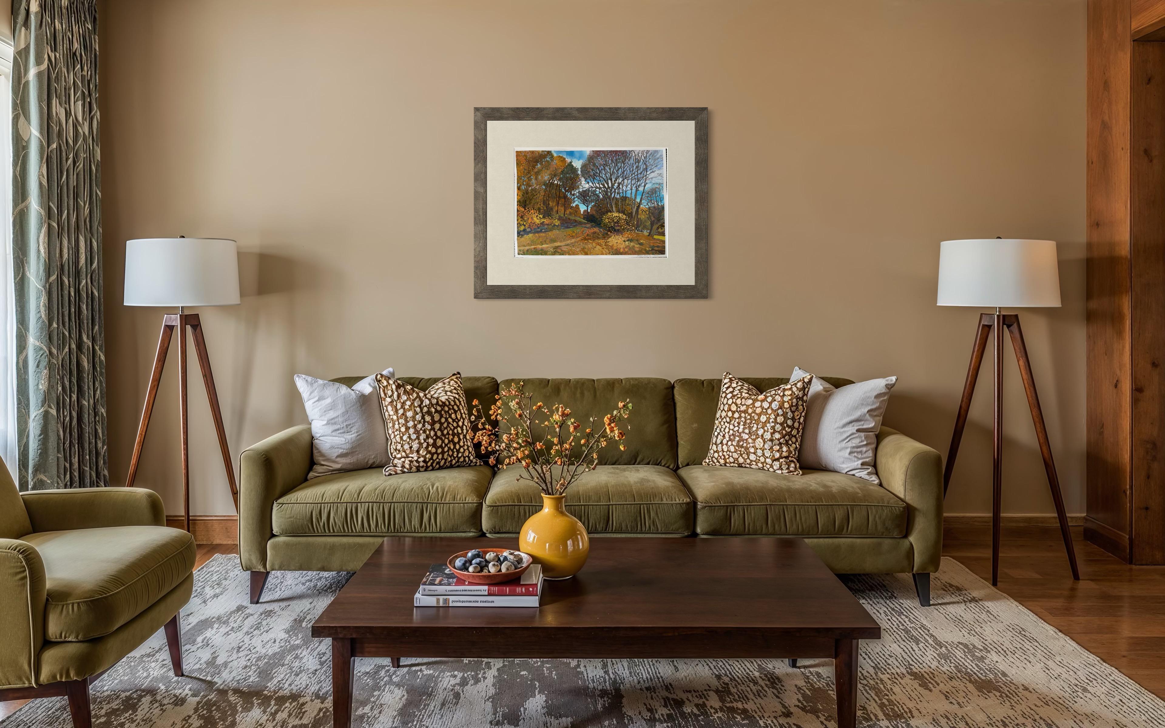 “Autumn park” Original landscape painting. Middle size , horizontal . For Sale 8