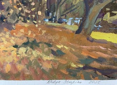 "Herbstpark" Original Landschaftsgemälde. Mittlere Größe, horizontal.