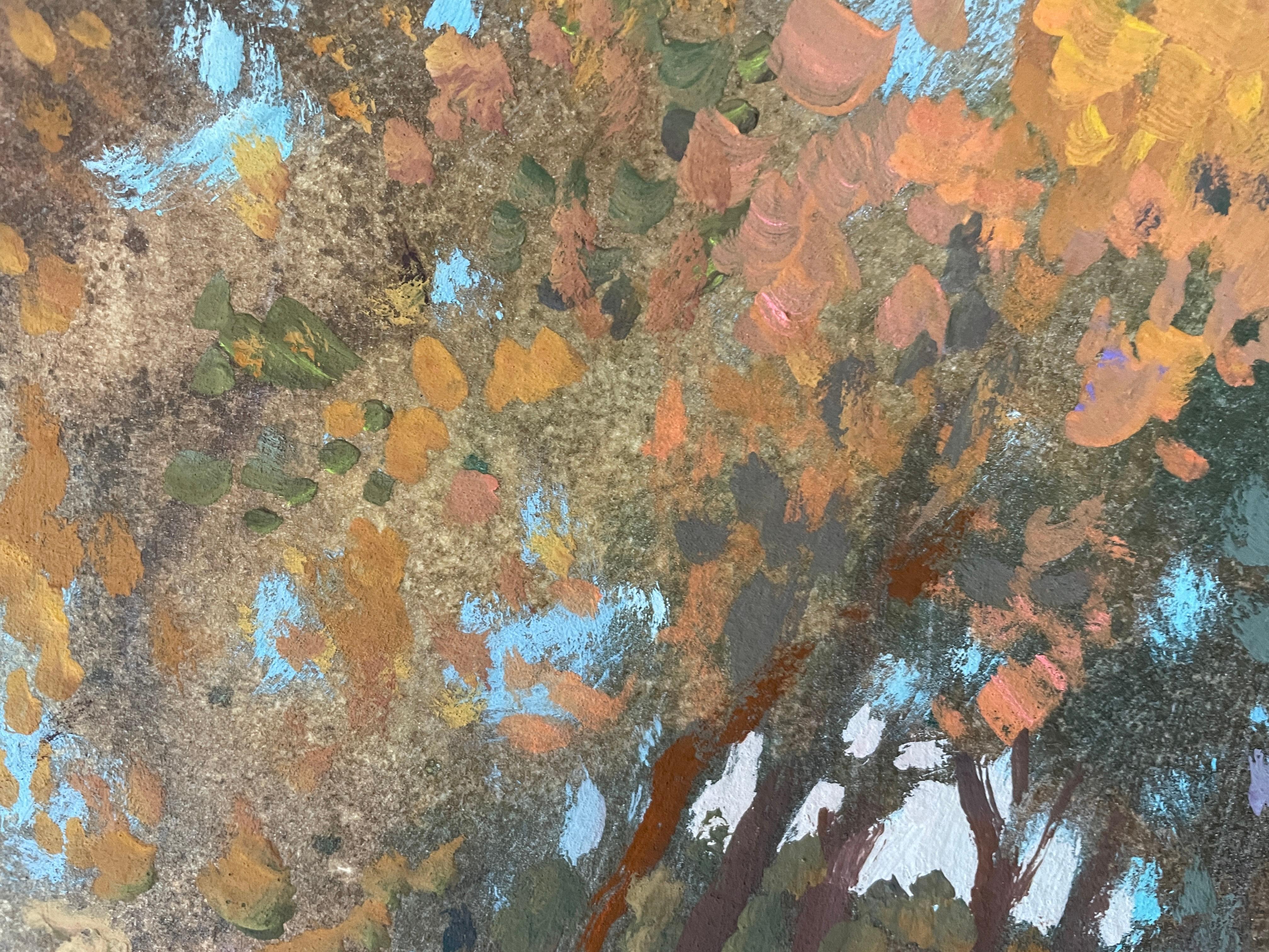 “Autumn park” Original landscape painting. Middle size , horizontal . For Sale 3