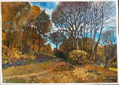 “Autumn park” Original landscape painting. Middle size , horizontal .