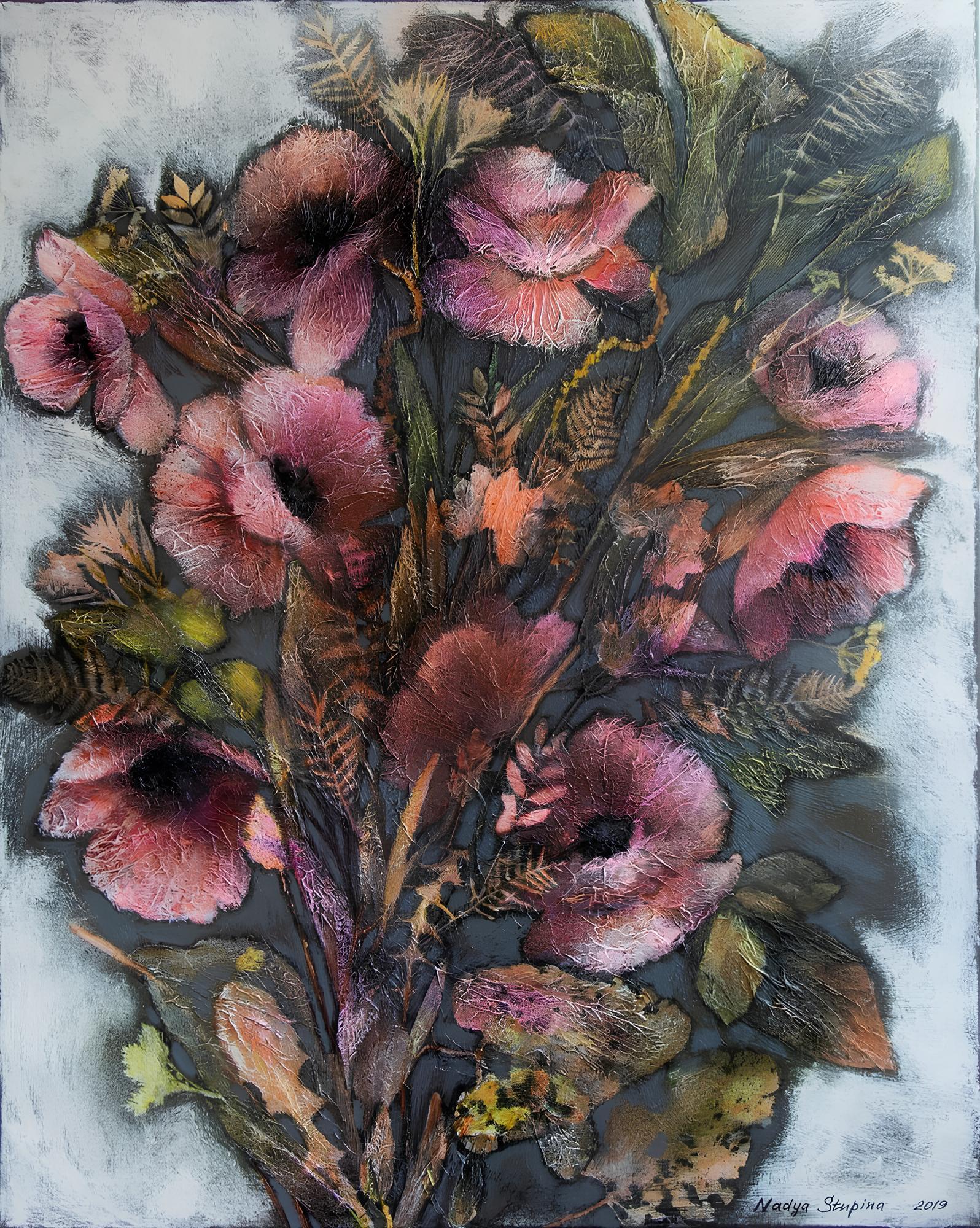 Nadezda Stupina Still-Life Painting – Herbst Mohnblumen