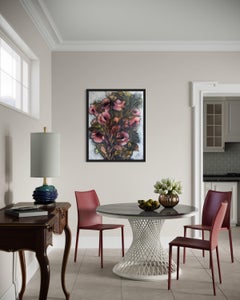 "Papaveri d'autunno" Quadro floreale originale. Grande verticale. Arredamento per la casa